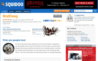 Spiders crawling Squidoo