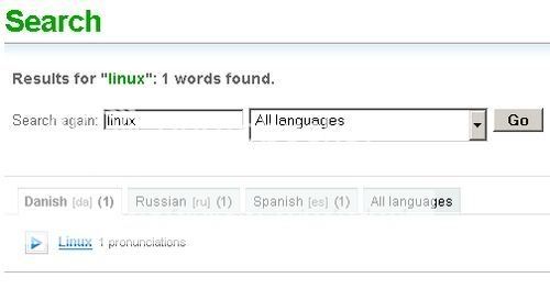 forvo search result