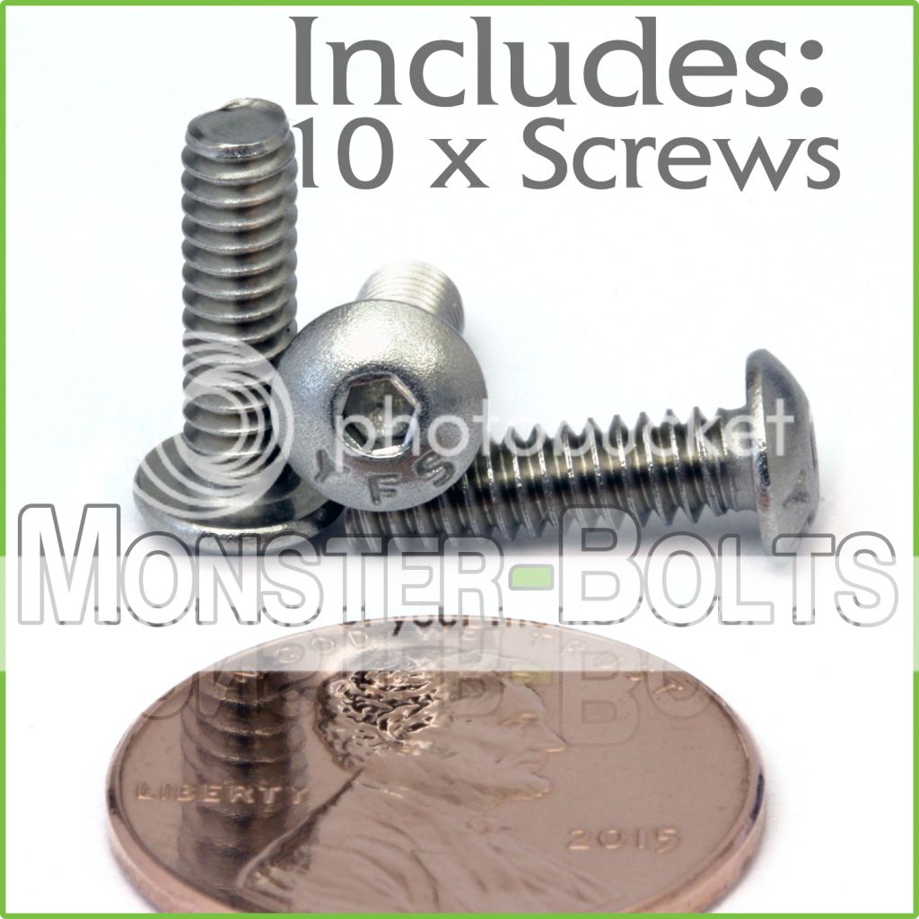 632 x 1/2" QTY 10 Stainless Steel BUTTON HEAD Socket Cap Screws