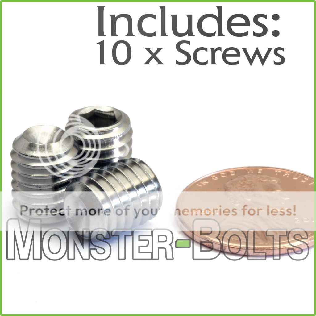 DIN 916 A2-70 M8-1.25 x 10mm Stainless Steel Socket Set Screws CUP Point