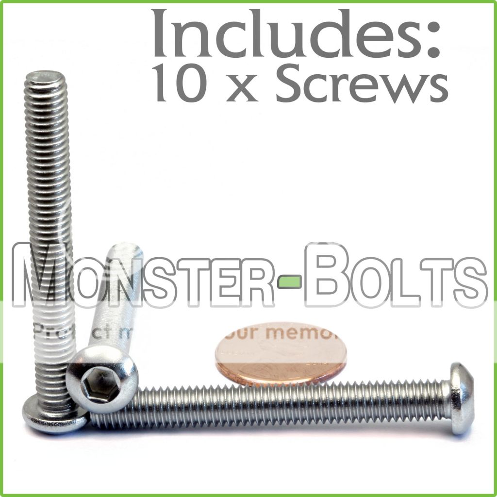 M6 x 1.0 x 8 Stainless Steel Button Head Socket Cap Screws ISO7380 M6-1.00 50
