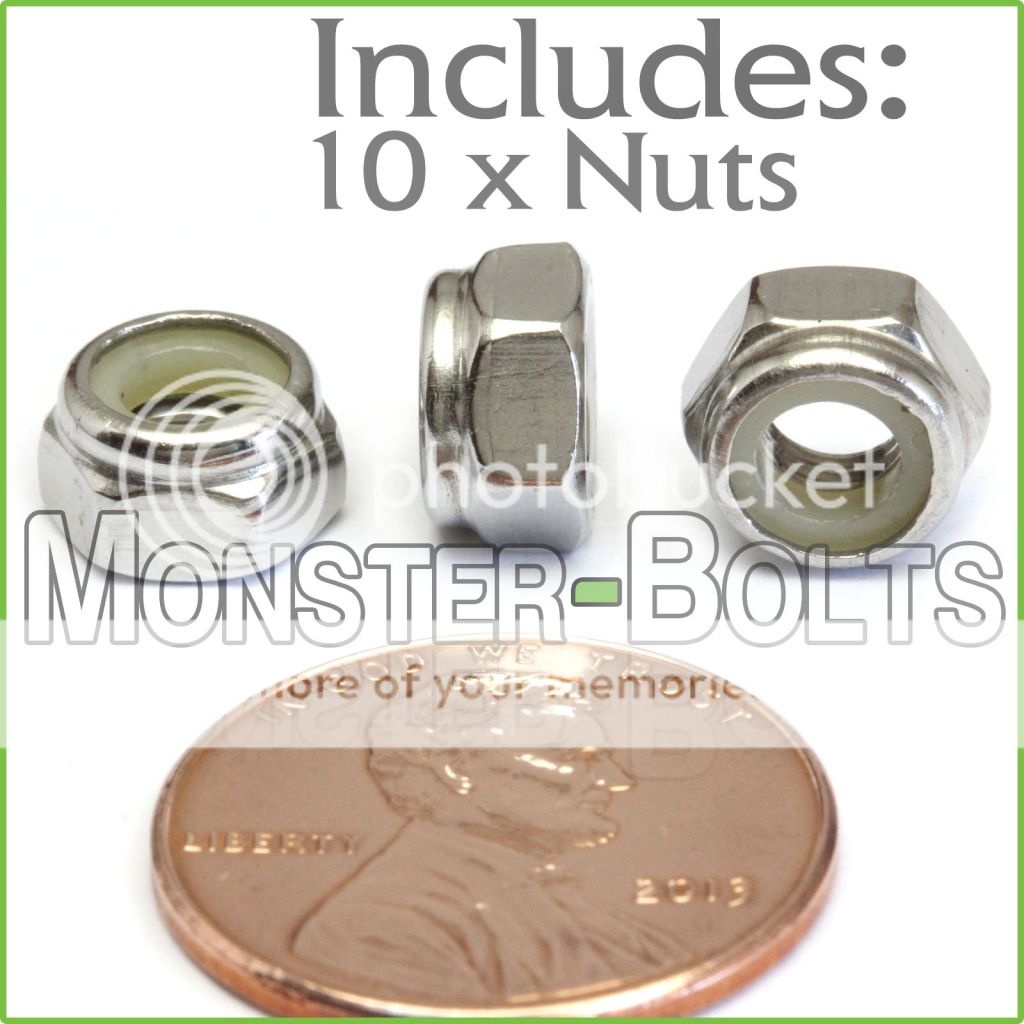 Stainless Steel 18-8 5mm x 0.8mm Nylon Insert Hex Lock Nut DIN 985 Qty 10